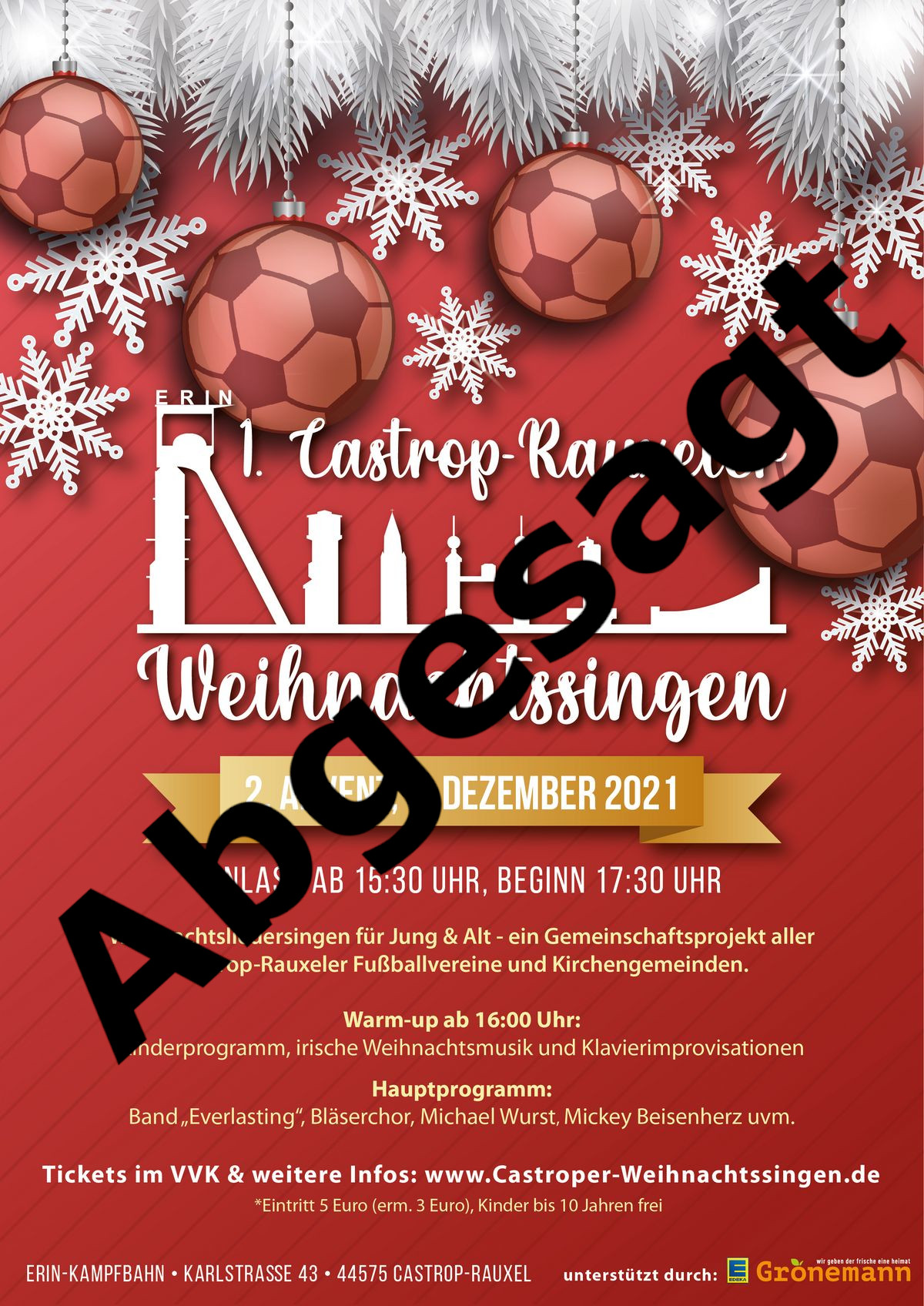 2021 Weihnachtssingen Plakat abgesagt