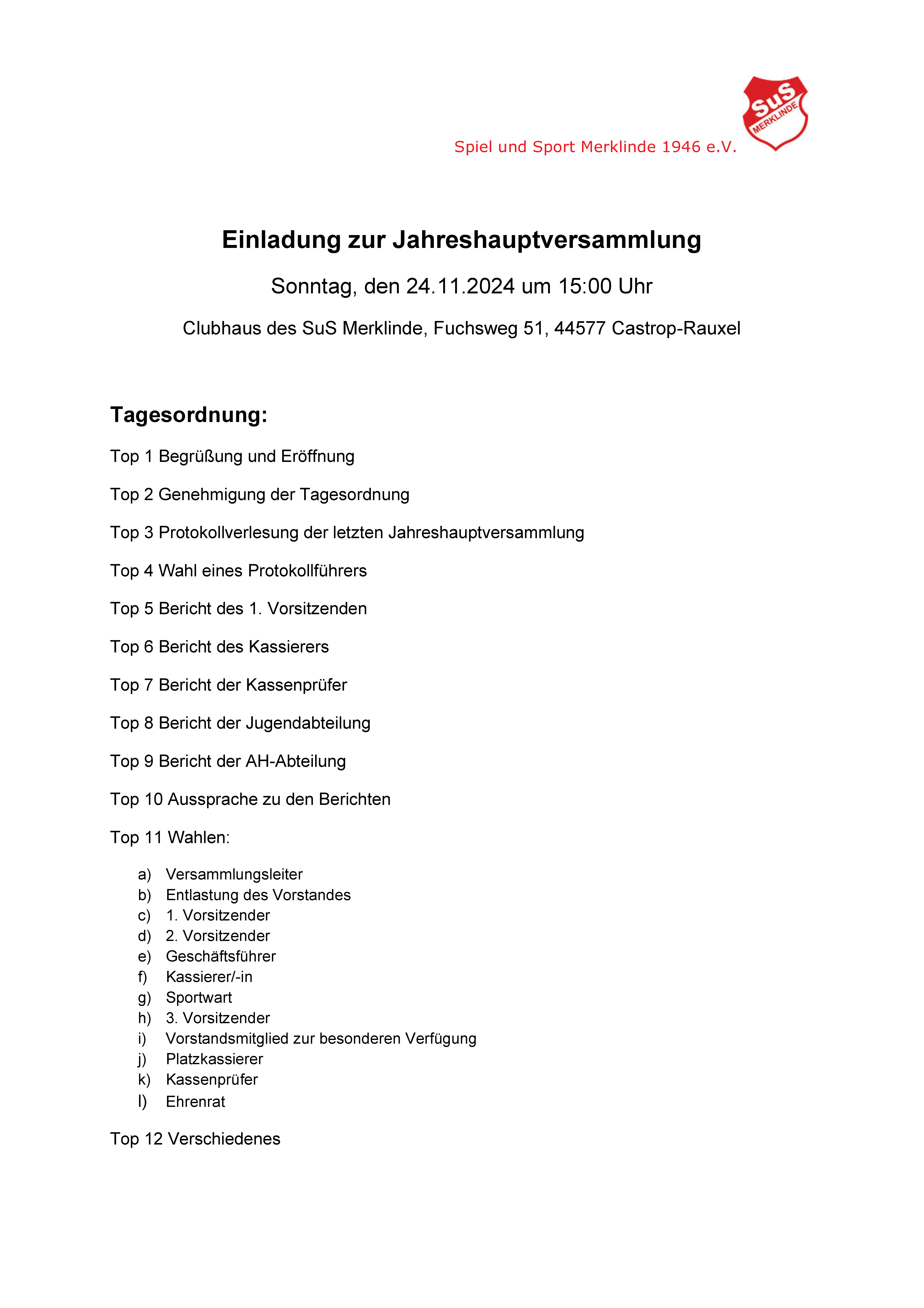 2024 Jahreshauptversammlung